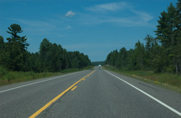 a road in northern Wisconsin towards lake Superior