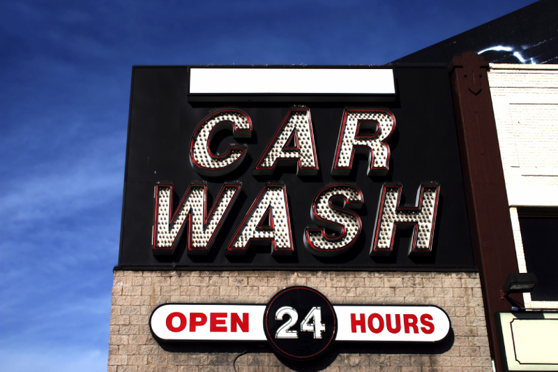 signage, carwash, car wash, car wash sign, signs, 24 hours, open 24 hours, LED, lighting, neon light