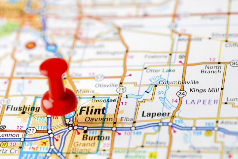 map, pin point, Flint, Michigan