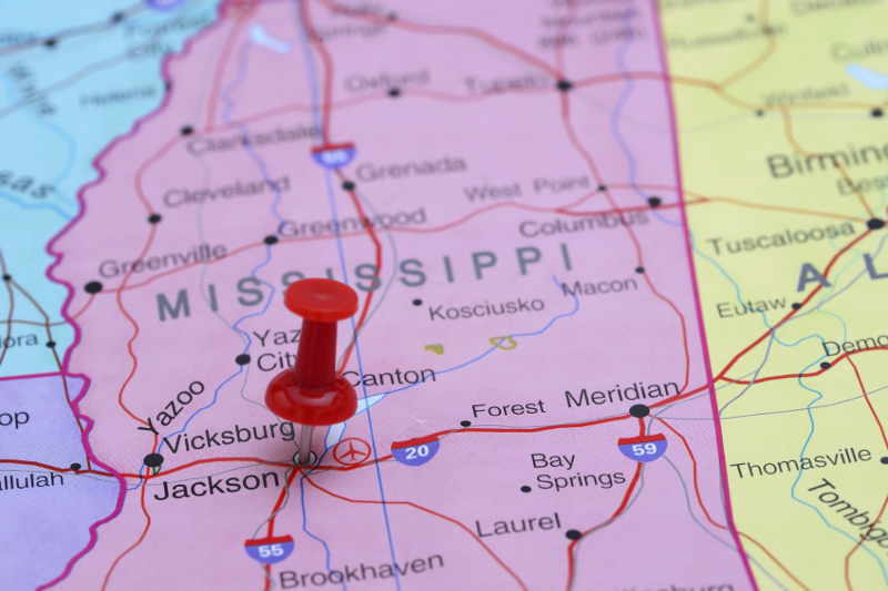 map, pin point, Mississippi, Jackson