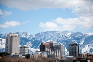 Salt Lake City, Utah, skyline, mountains, city, urban, winter.