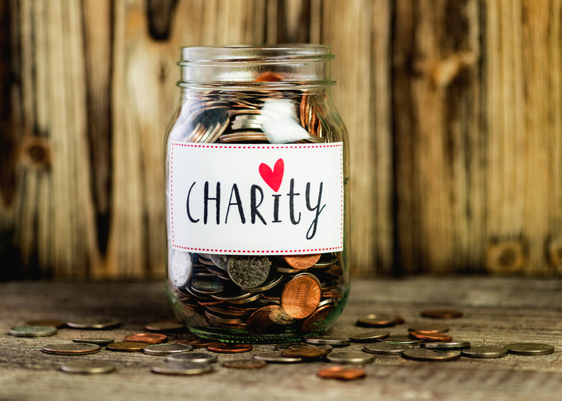 Charity, donation, giving, donation box, jar, coins, fundraiser.