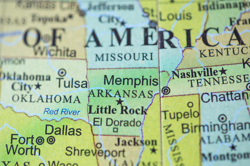 Map, Arkansas, Little Rock, El Dorado, Nashville, Tennessee, symbol.