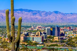 Tucson, Arizona, cityscape, city, cactus, desert, mountains