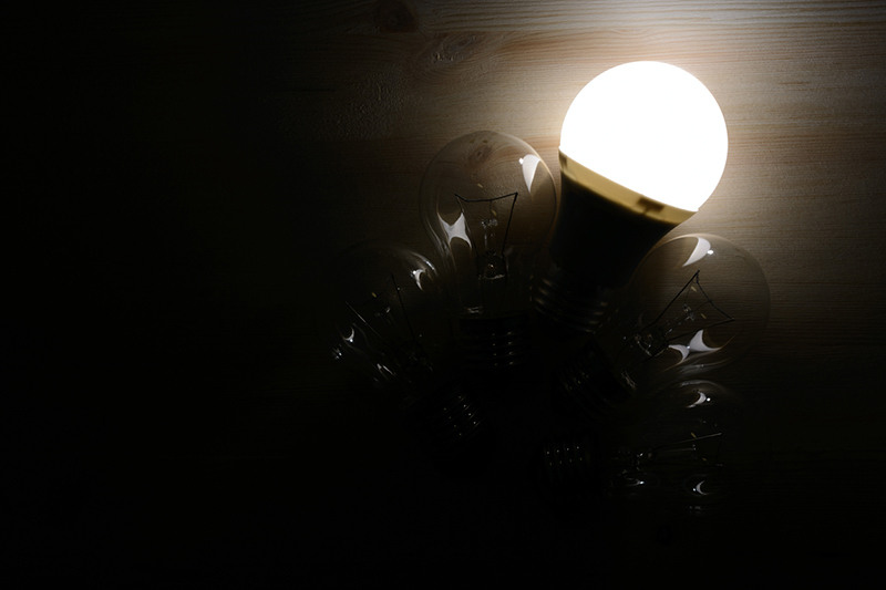 LED, LED lighting, incandescent bulb, darkness, light
