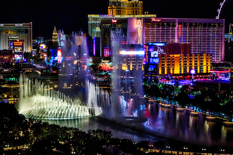 Las Vegas, the Strip, lights, night, city, fountains