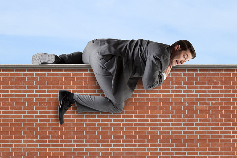 businessman, wall, climbing, obstacles