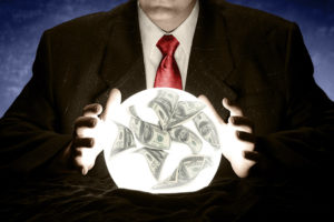 crystal ball, money, cash flow forecast, businessman