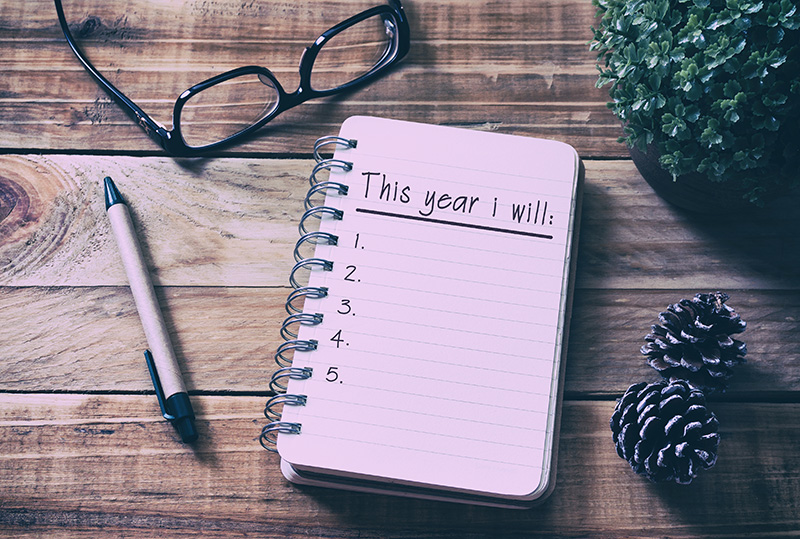 new year's resolutions, goals, notebook, glasses, pen