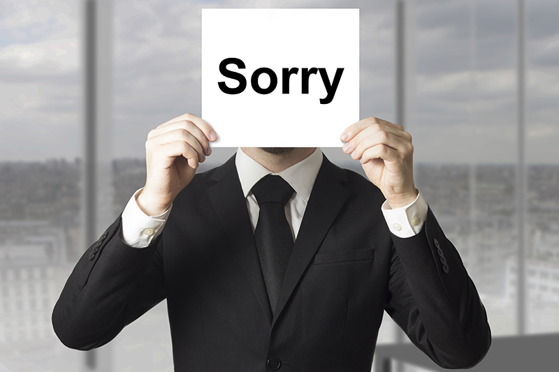 sorry, apology, protecting brand reputation, businessman