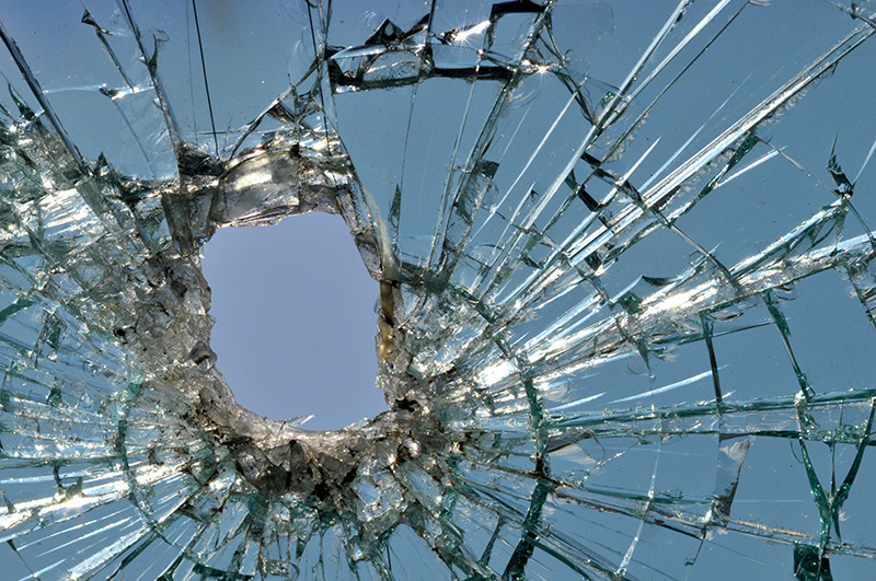 shattered windshield, broken glass