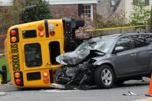 bus, car, crash, accident, collision