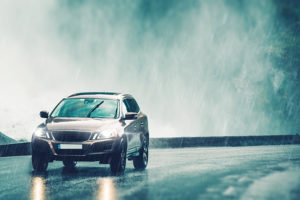 rain, car, road, windshield wipers