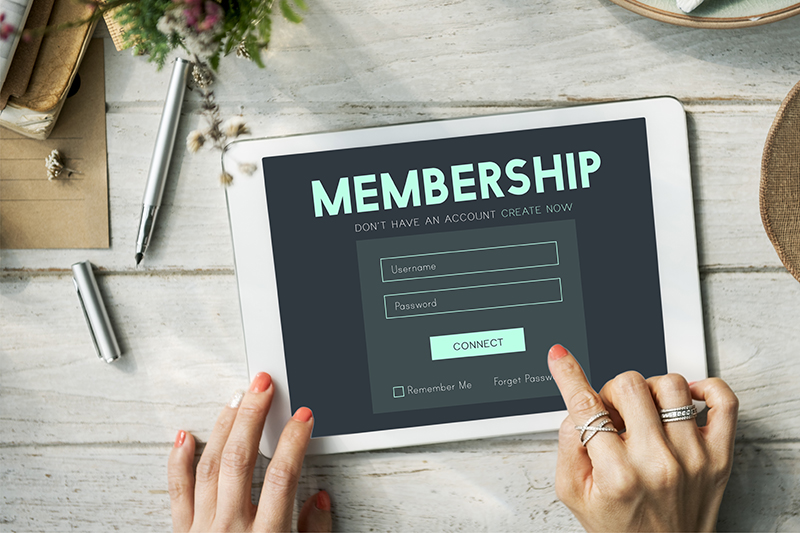 membership, program, log in, tablet