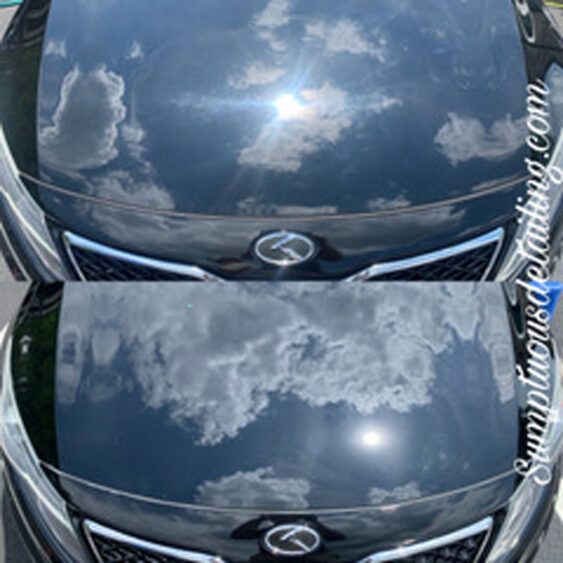 Before and after of car detailing in the heat.